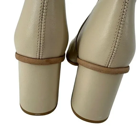 Free People Sienna Ankle Boot Square Toe Butter Cream Leather US 8.5 Block Heel - Picture 8 of 12